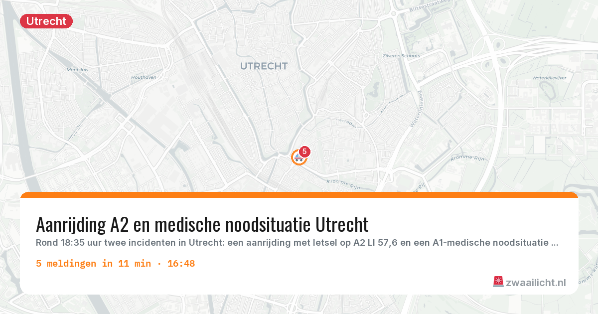 Kaart van de activiteitspiek bij Utrecht