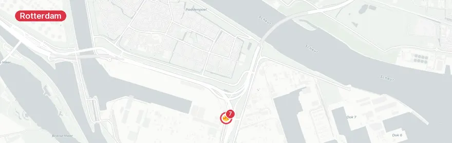 Kaart van Ongeval gevaarlijke stoffen Merseyweg, Botlek
