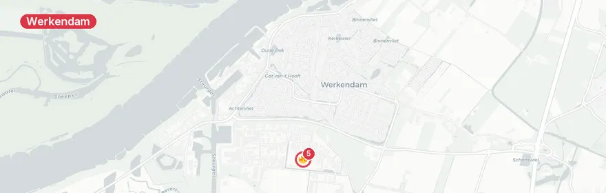 Kaart van Middelbrand Beyerinckweg Werkendam