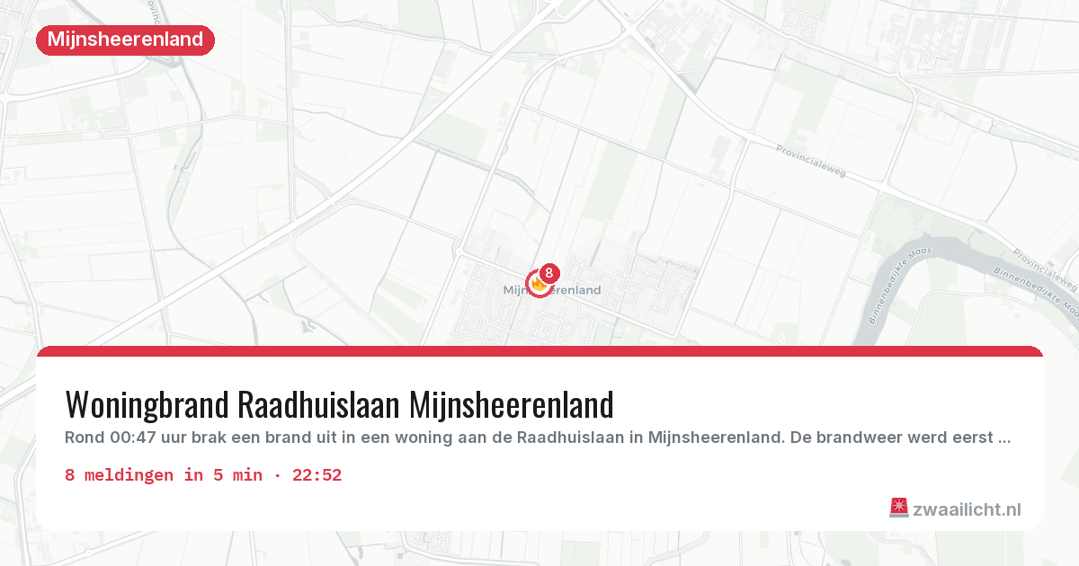 Kaart van de activiteitspiek bij Mijnsheerenland