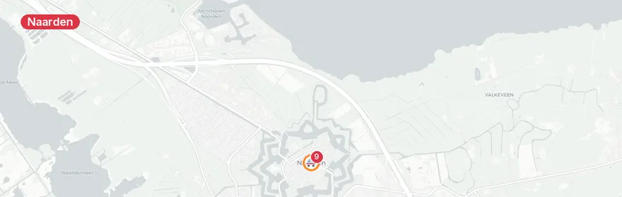 Kaart van Automobilist tegen boom A1 Naarden, naar ziekenhuis