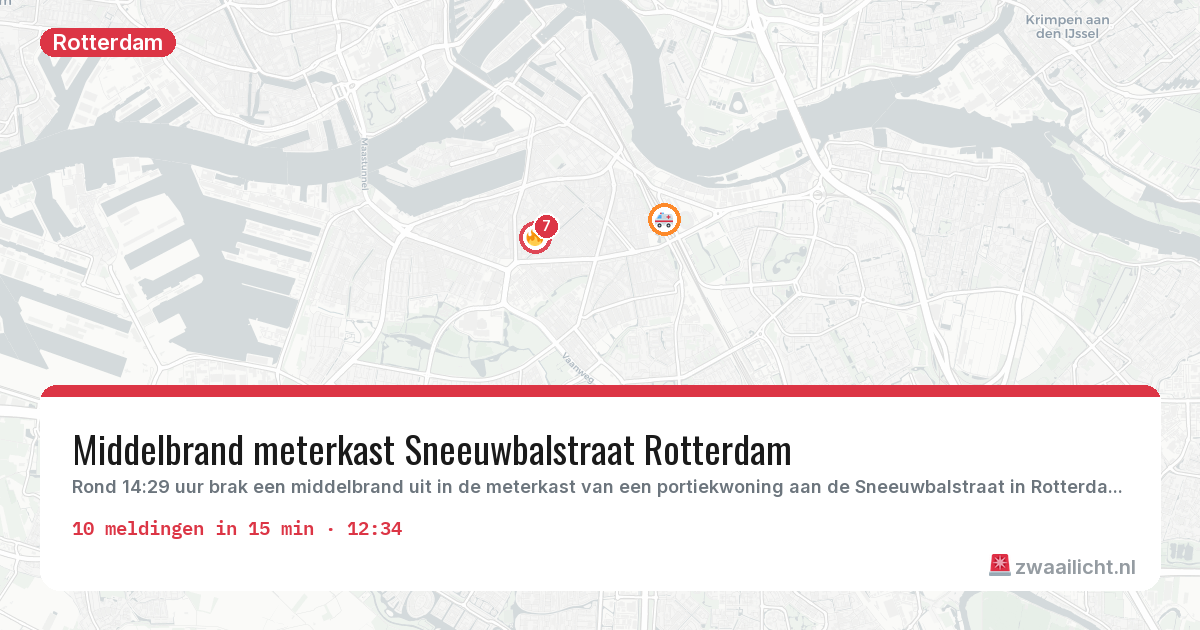 Kaart van de activiteitspiek bij Rotterdam