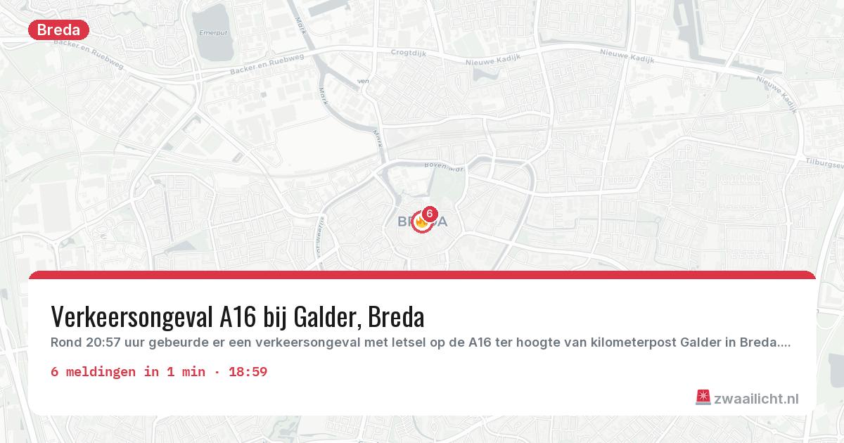 Kaart van de activiteitspiek bij Breda
