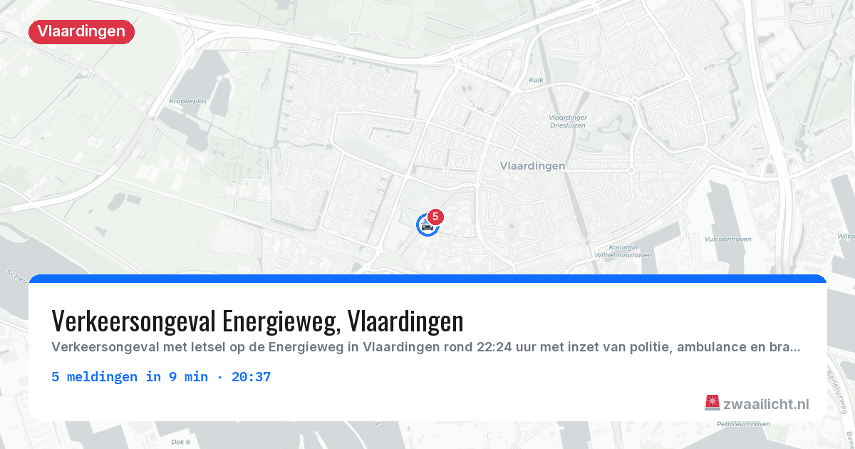 Kaart van de activiteitspiek bij Vlaardingen