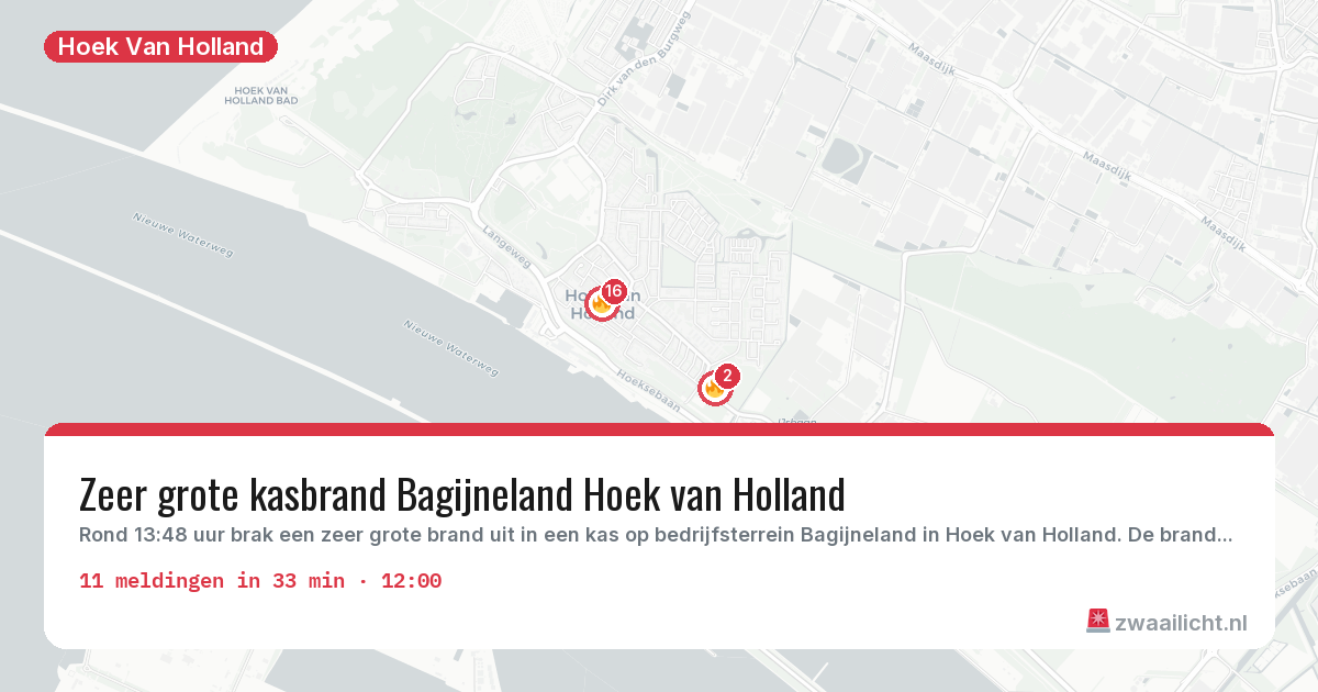 Kaart van de activiteitspiek bij Hoek Van Holland