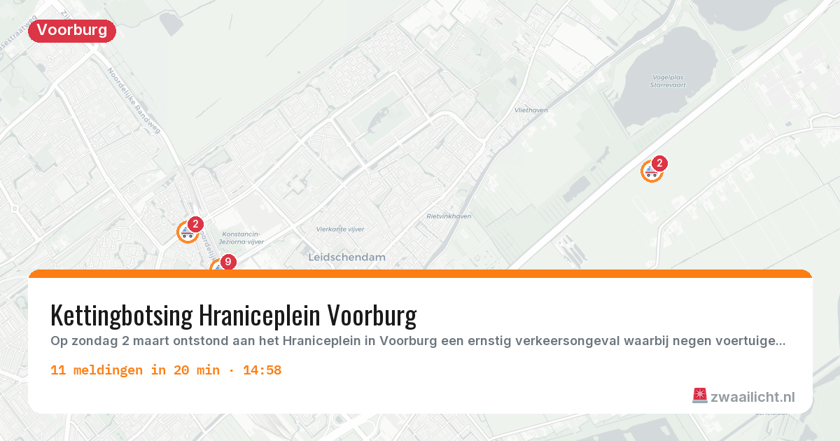 Kaart van de activiteitspiek bij Voorburg