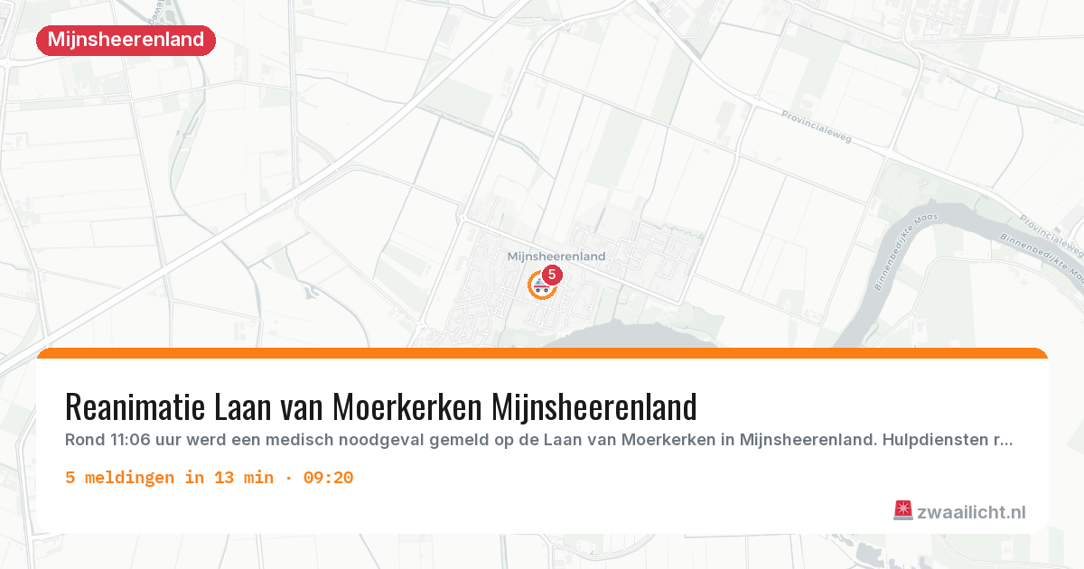 Kaart van de activiteitspiek bij Mijnsheerenland