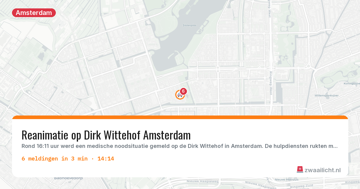 Kaart van de activiteitspiek bij Amsterdam