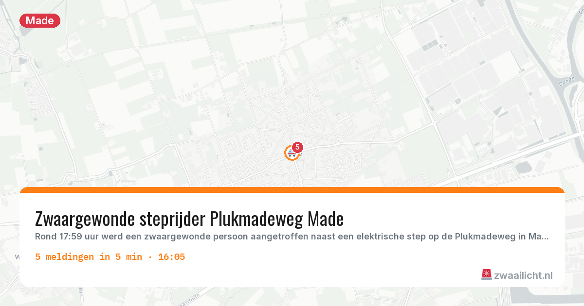 Kaart van de activiteitspiek bij Made