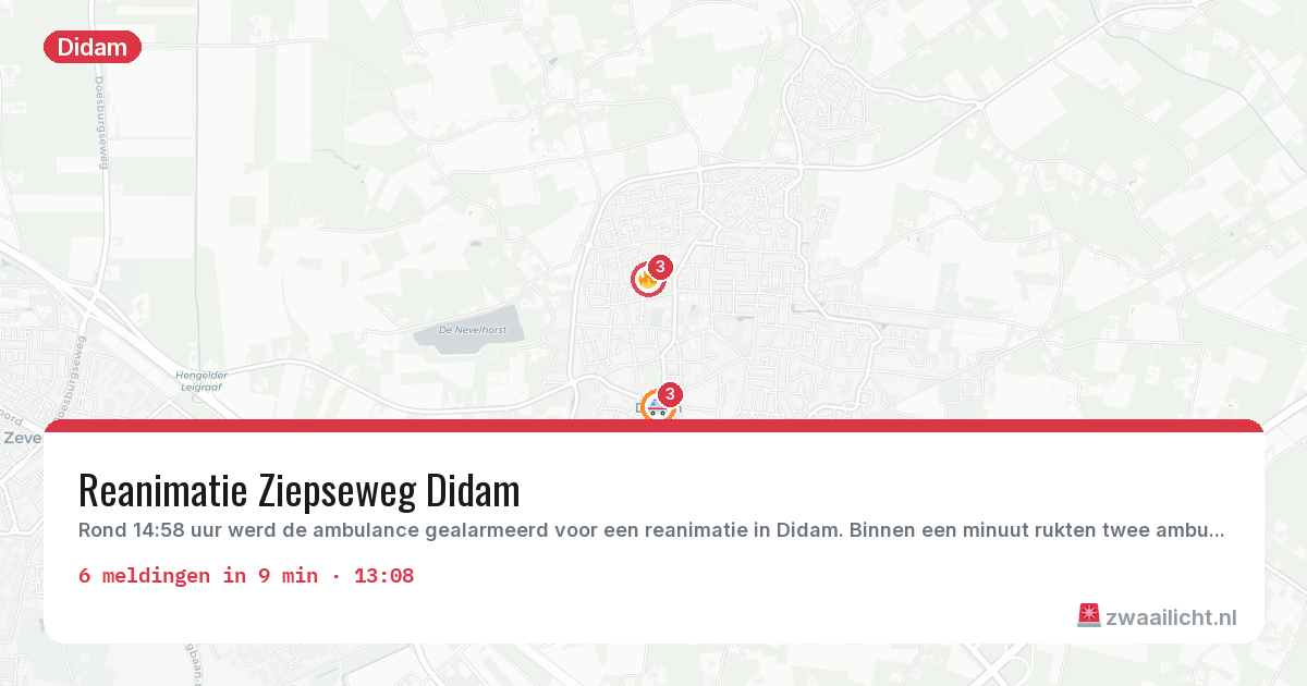 Kaart van de activiteitspiek bij Didam