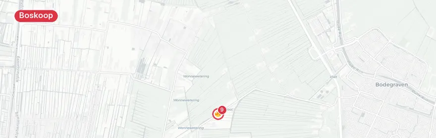 Kaart van Grote brand bijgebouw Warmoeskade Boskoop door blikseminslag
