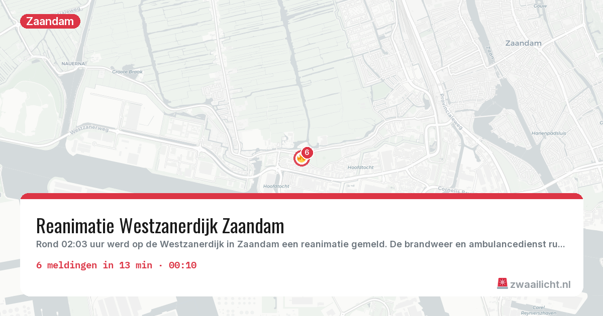 Kaart van de activiteitspiek bij Zaandam