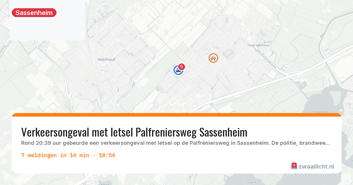 Kaart van de activiteitspiek bij Sassenheim