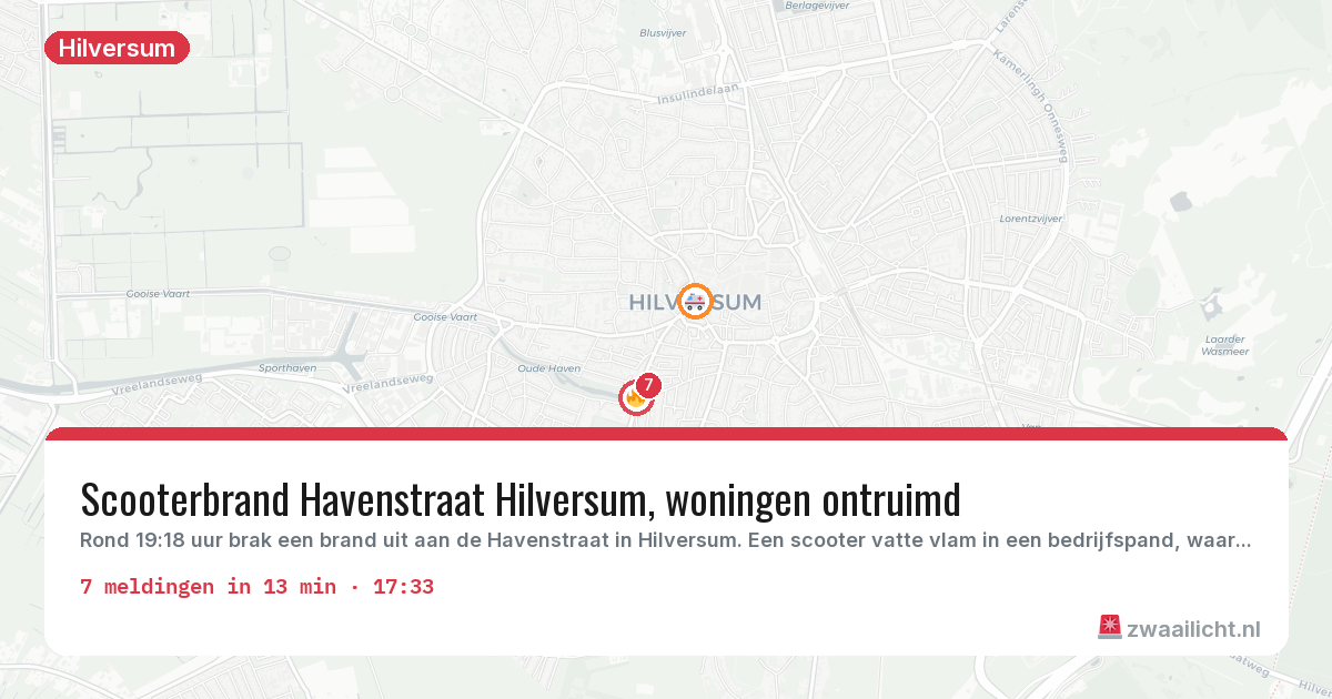 Kaart van de activiteitspiek bij Hilversum