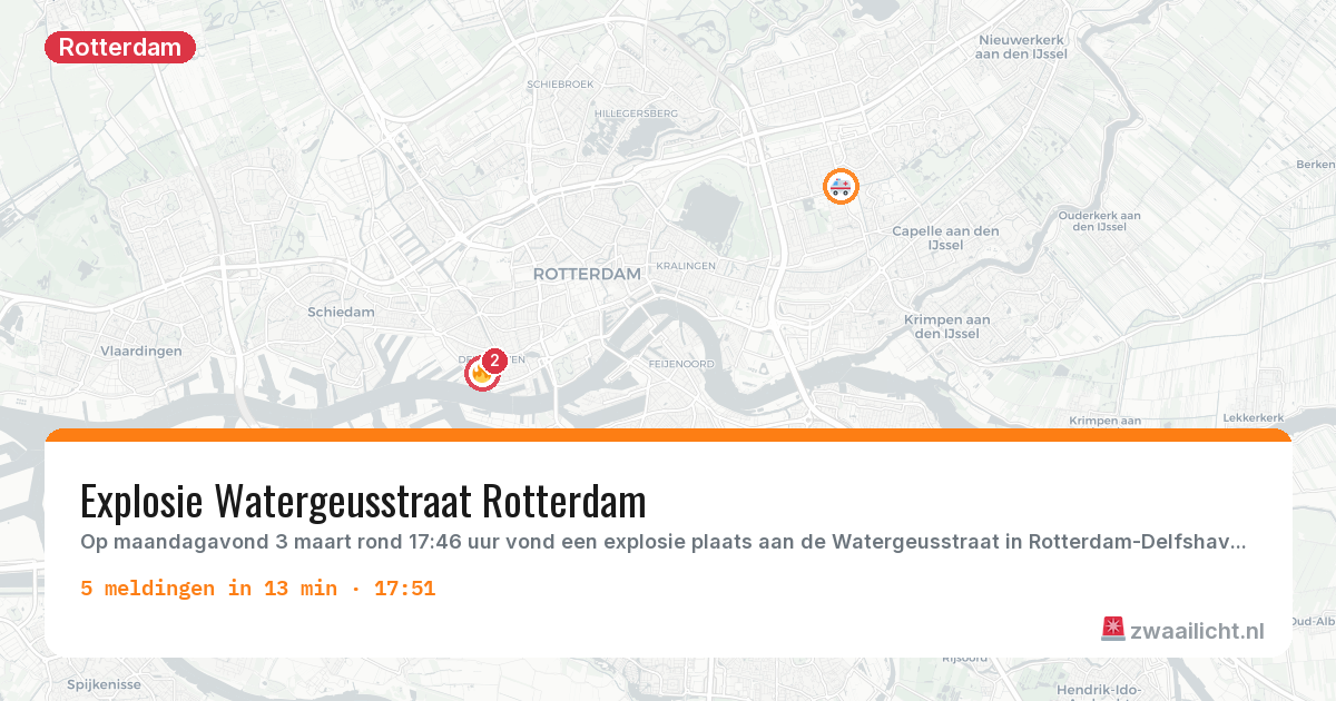 Kaart van de activiteitspiek bij Rotterdam