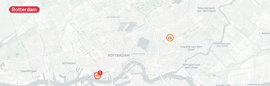 Kaart van Explosie Watergeusstraat Rotterdam