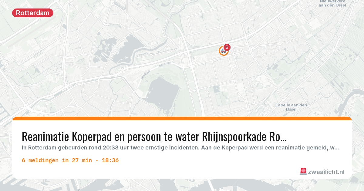 Kaart van de activiteitspiek bij Rotterdam