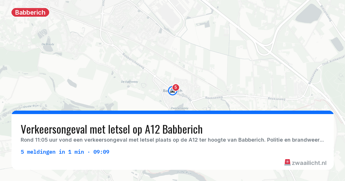 Kaart van de activiteitspiek bij Babberich