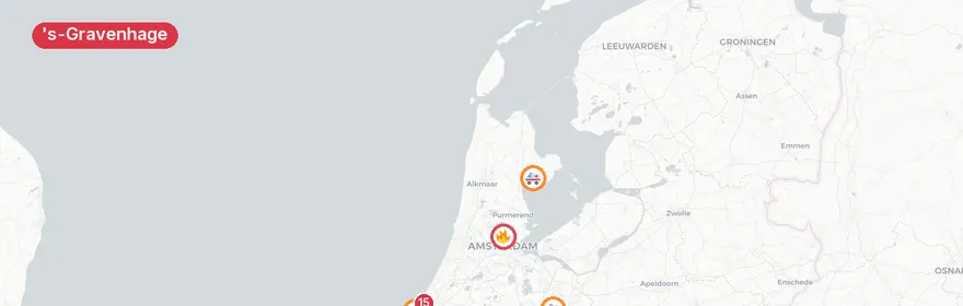 Kaart van Gaslucht en brand Hoefkade, 's-Gravenhage