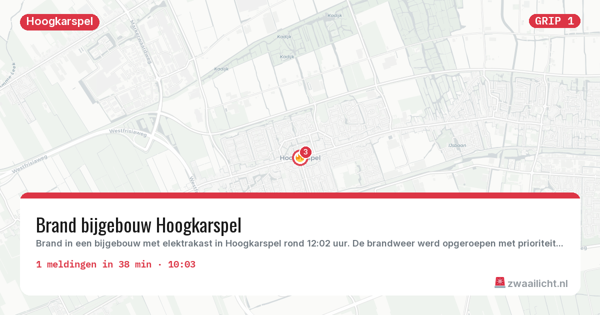 Kaart van de activiteitspiek bij Hoogkarspel