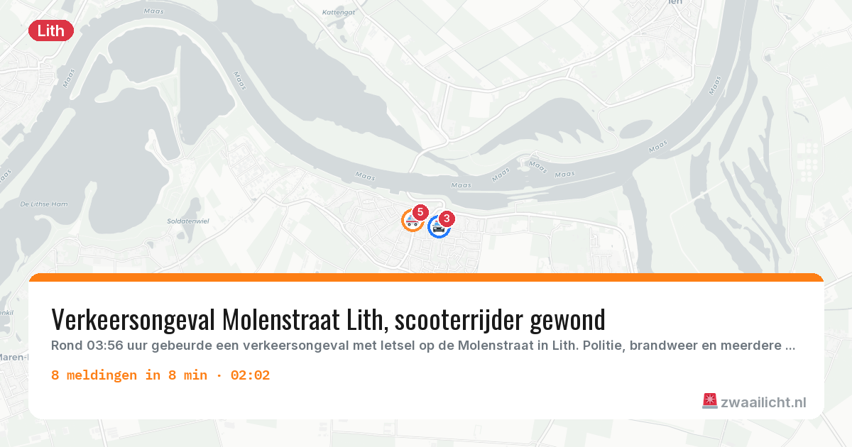 Kaart van de activiteitspiek bij Lith