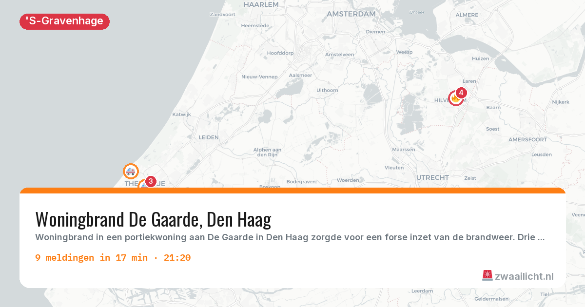 Kaart van de activiteitspiek bij 'S-Gravenhage