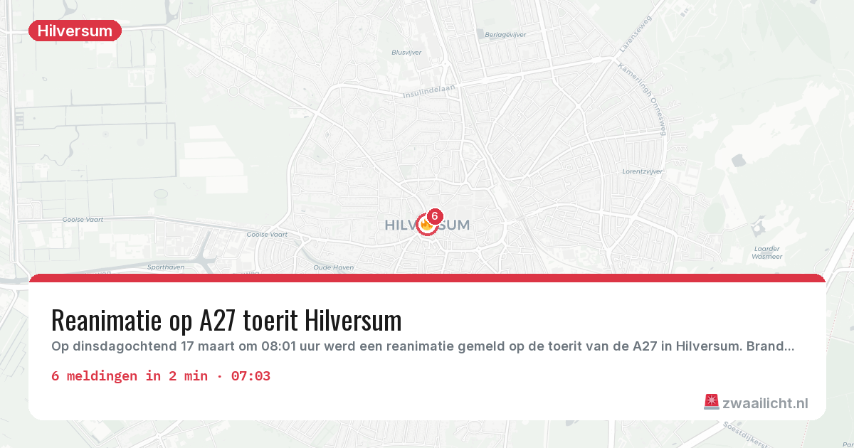 Kaart van de activiteitspiek bij Hilversum