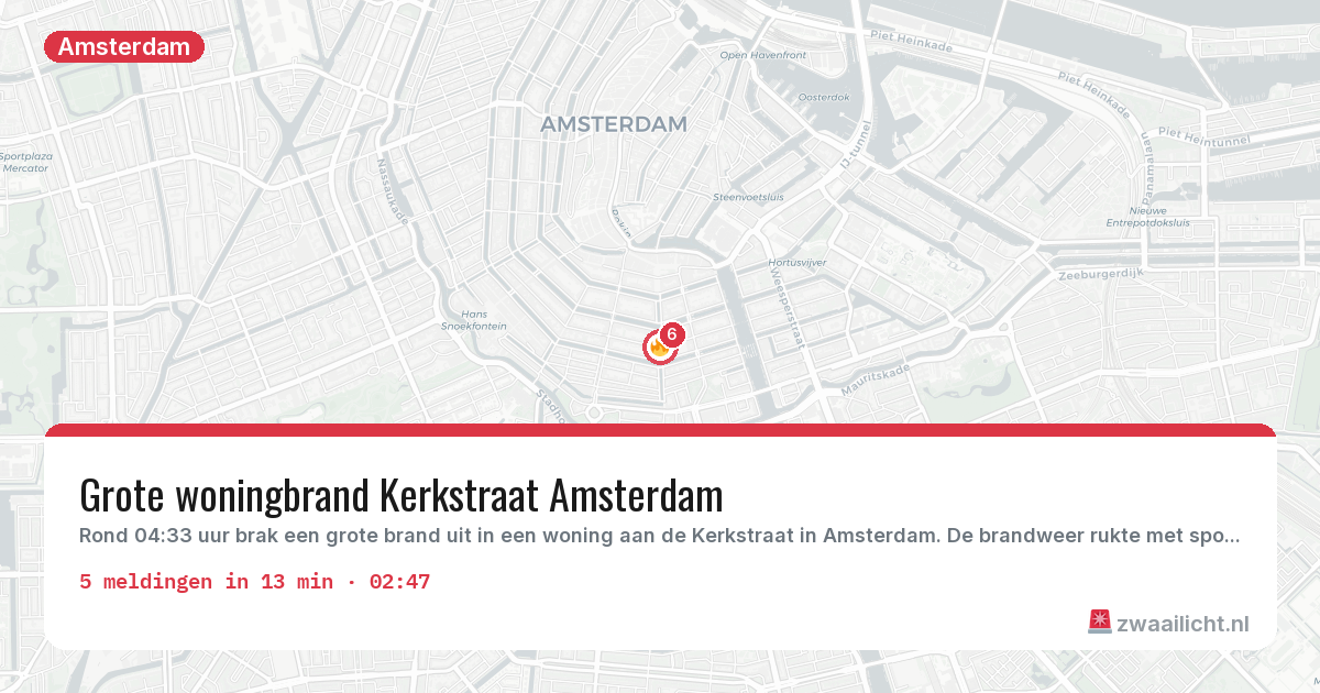 Kaart van de activiteitspiek bij Amsterdam