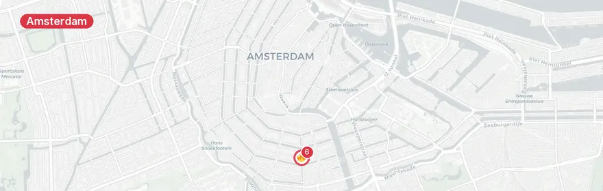 Kaart van Grote woningbrand Kerkstraat Amsterdam