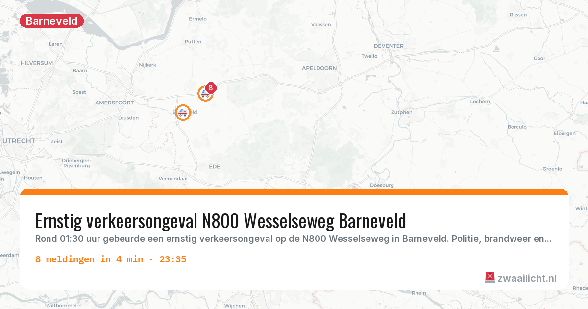 Kaart van de activiteitspiek bij Barneveld