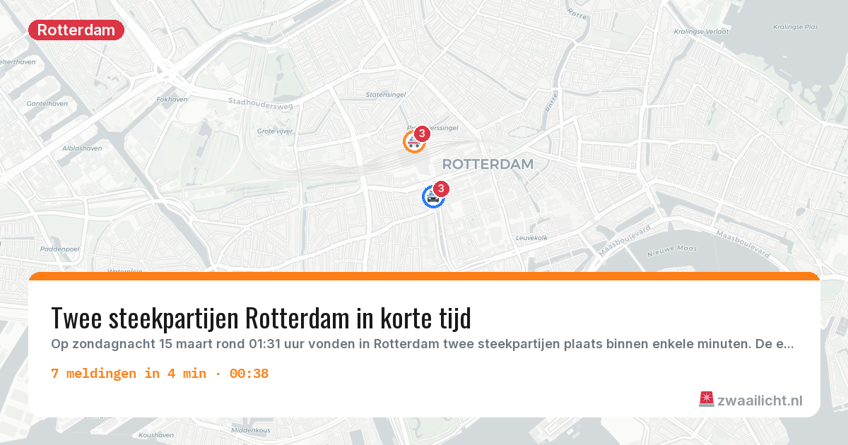 Kaart van de activiteitspiek bij Rotterdam