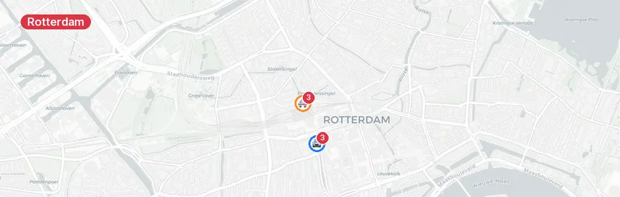 Kaart van Twee steekpartijen Rotterdam in korte tijd