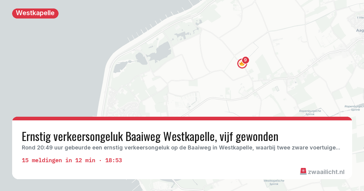 Kaart van de activiteitspiek bij Westkapelle