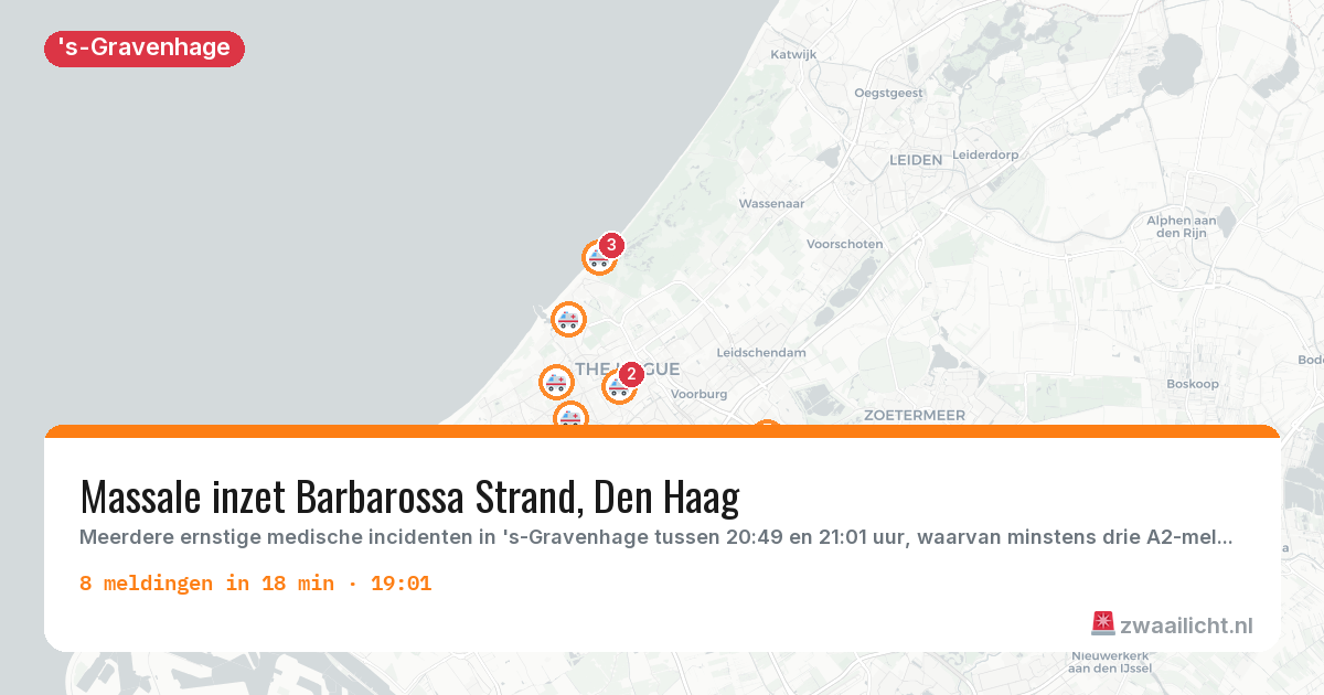 Kaart van de activiteitspiek bij 's-Gravenhage