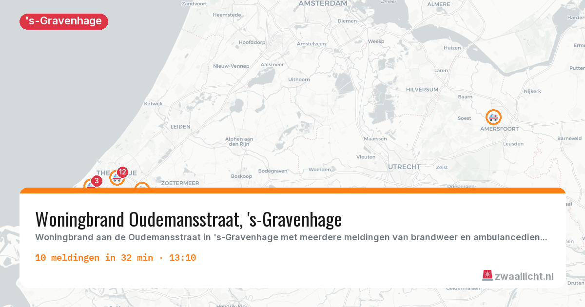 Kaart van de activiteitspiek bij 's-Gravenhage