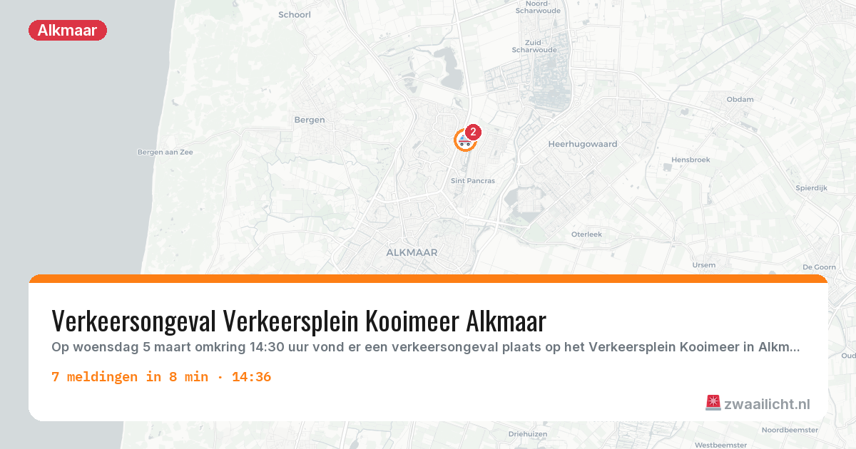 Kaart van de activiteitspiek bij Alkmaar