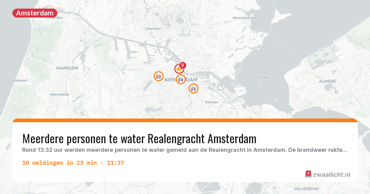 Kaart van de activiteitspiek bij Amsterdam