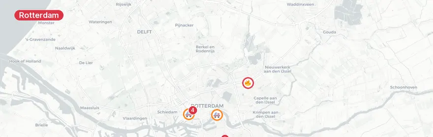 Kaart van Meerdere ambulance-oproepen in Rotterdam zaterdag