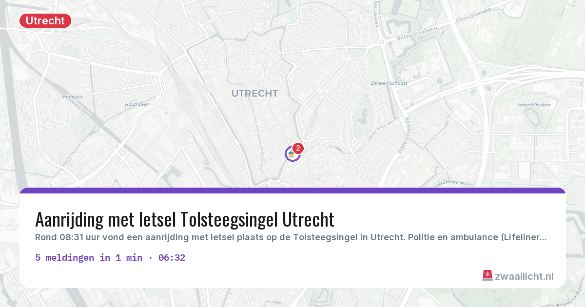 Kaart van de activiteitspiek bij Utrecht
