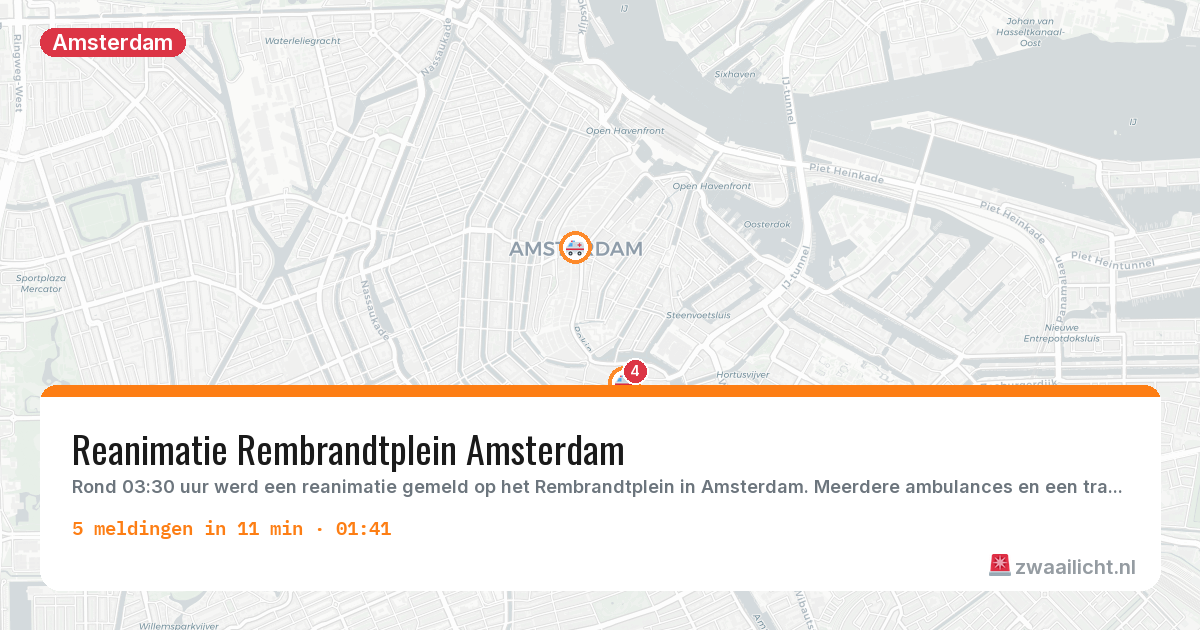 Kaart van de activiteitspiek bij Amsterdam