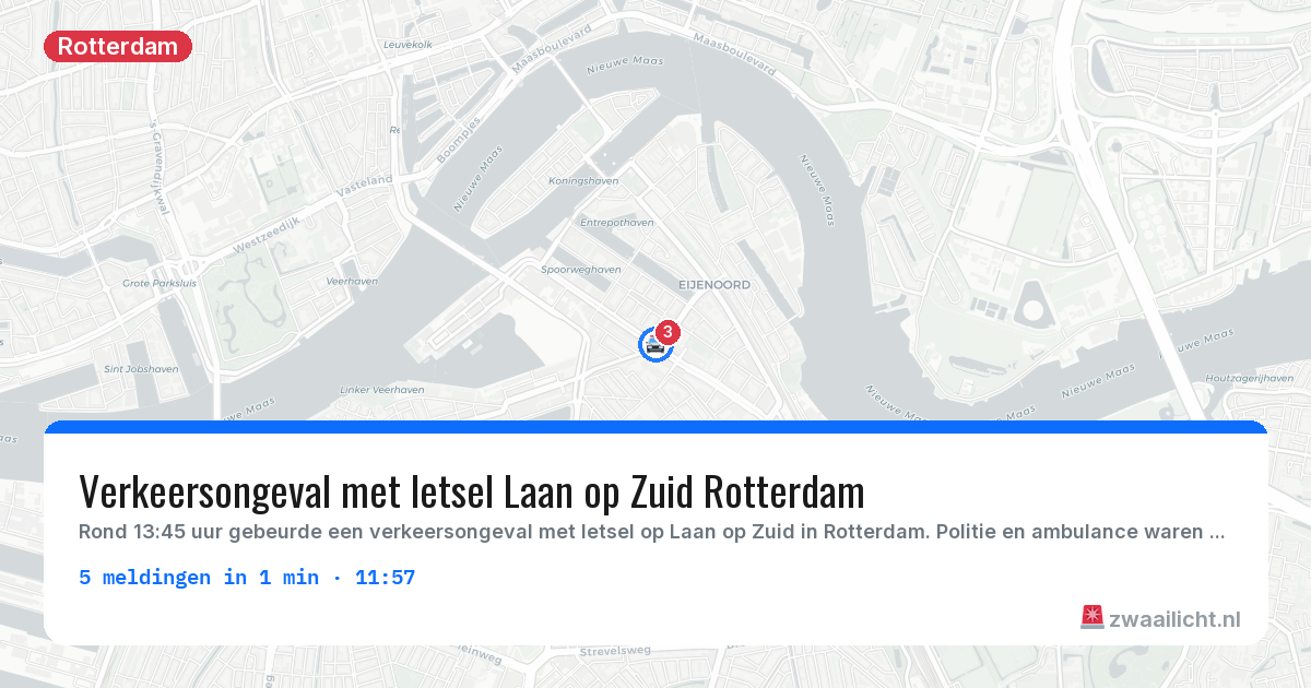 Kaart van de activiteitspiek bij Rotterdam