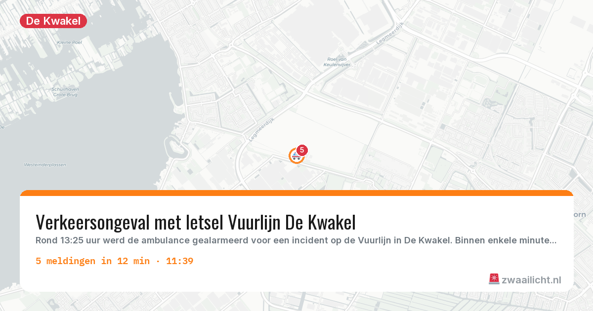 Kaart van de activiteitspiek bij De Kwakel