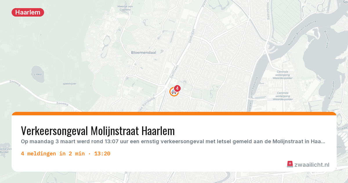 Kaart van de activiteitspiek bij Haarlem