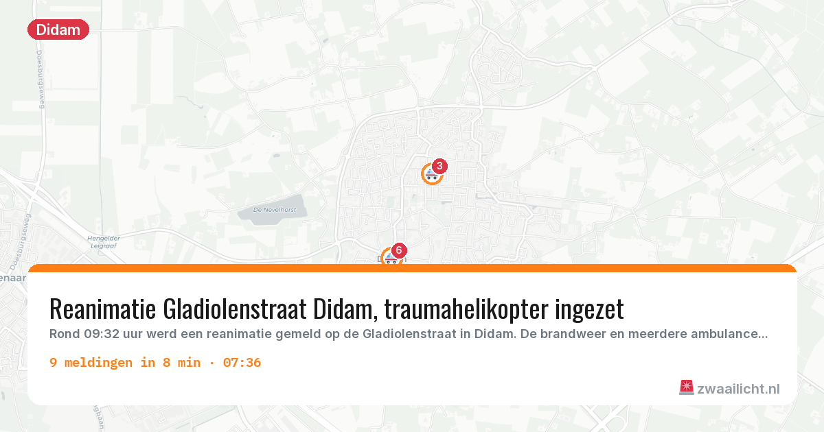 Kaart van de activiteitspiek bij Didam