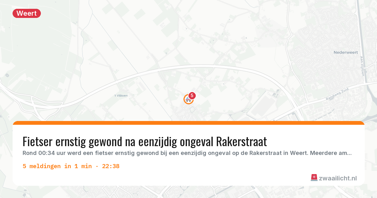 Kaart van de activiteitspiek bij Weert