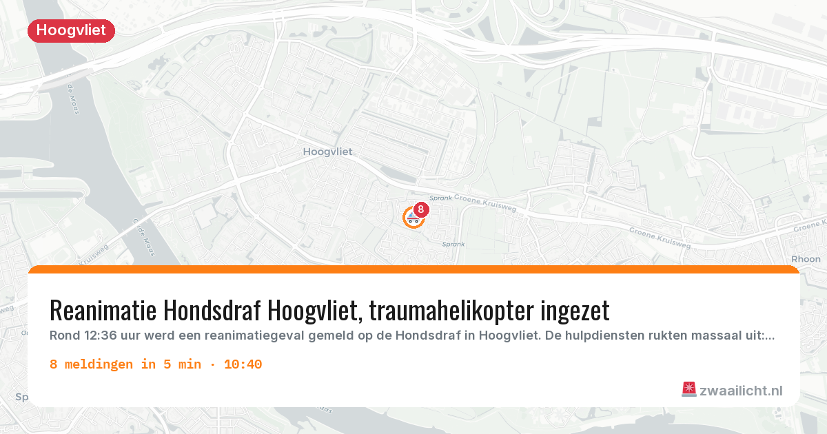 Kaart van de activiteitspiek bij Hoogvliet