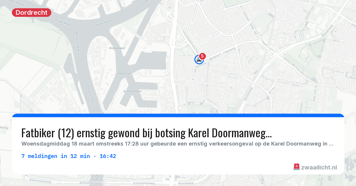 Kaart van de activiteitspiek bij Dordrecht