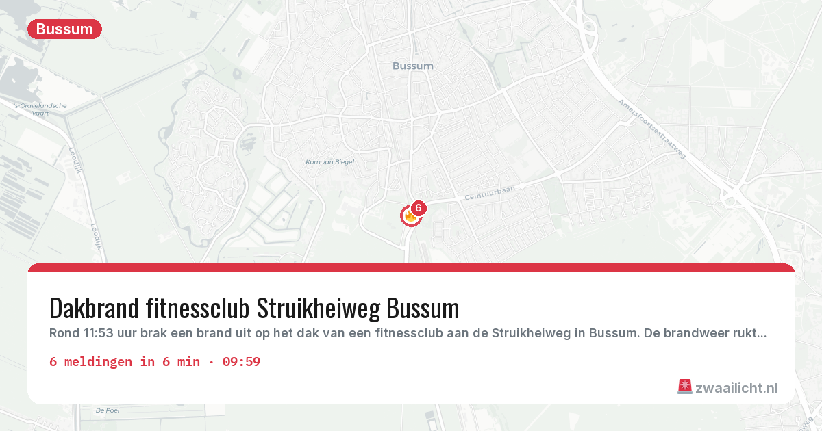 Kaart van de activiteitspiek bij Bussum
