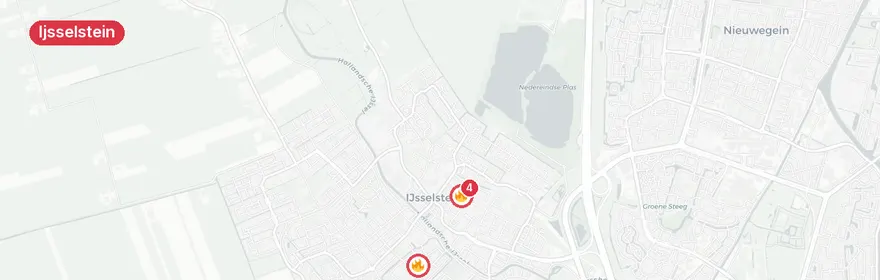Kaart van Woningbrand Koningin Julianalaan Ijsselstein