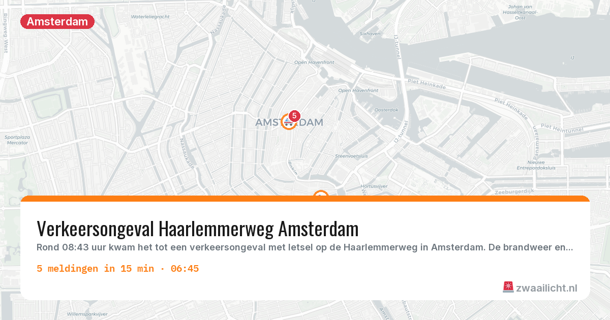 Kaart van de activiteitspiek bij Amsterdam